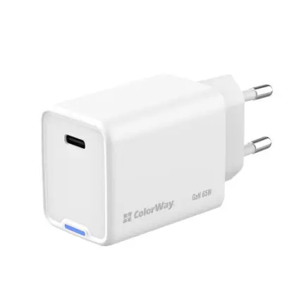 Сетевое зарядное устройство ColorWay GaN Mini 65W PD Port PPS USB-C White (CW-CHS049PD-WT)