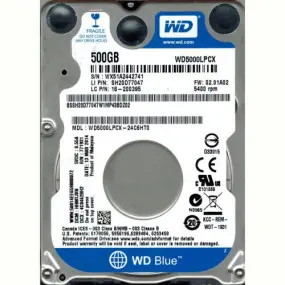 Накопитель HDD 2.5" SATA 500GB WD Blue 5400rpm 16MB (WD5000LPCX)