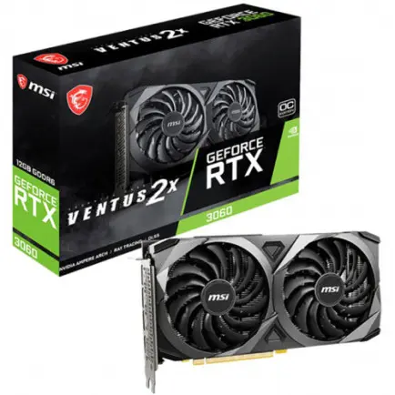 Видеокарта GF RTX 3060 12GB GDDR6 Ventus 2X OC MSI (GeForce RTX 3060 VENTUS 2X 12G OC)