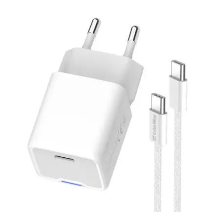 Сетевое зарядное устройство ColorWay GaN Mini 35W PD Port PPS USB-C White (CW-CHS056PDC-WT)