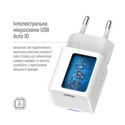 Сетевое зарядное устройство ColorWay GaN Mini 35W PD Port PPS USB-C White (CW-CHS056PDC-WT)