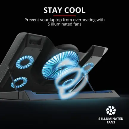 Охлаждающая подставка для ноутбука Trust GXT 1125 Quno Blue LED 17.3" Black (23581)