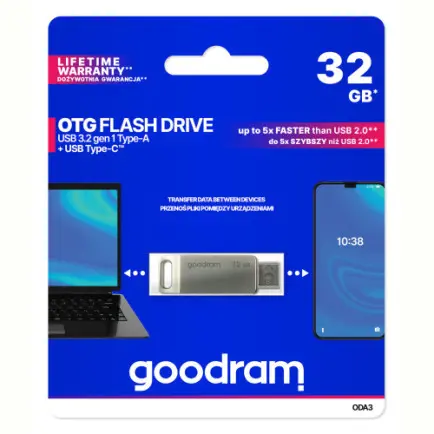 Флеш-накопитель USB3.2 32GB OTG Type-C Goodram ODA3 Silver (ODA3-0320S0R11)