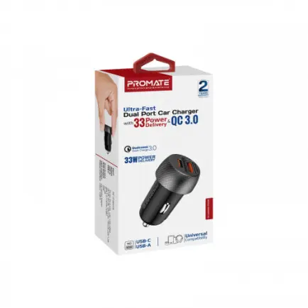 Автомобильное зарядное устройство Promate DriveGear-PD33 Black