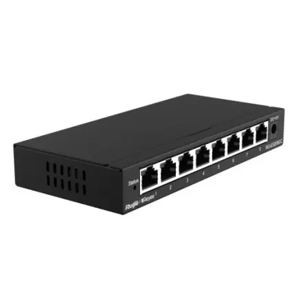 Коммутатор Ruijie Reyee RG-ES208GC (7xGE, 1xGE Uplink, CCTV, Cloud Managed, L2, настольный, бесшумный, металл)