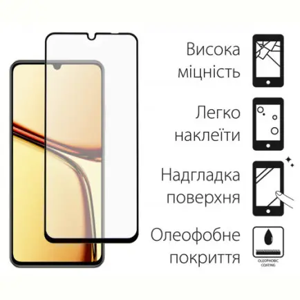 Захисне скло Dengos для Realme C61 Black Full Glue (DG-TG2P-57)