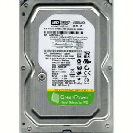 Накопитель HDD SATA  500GB WD AV-GP 5400rpm 16MB (WD5000AVCS)