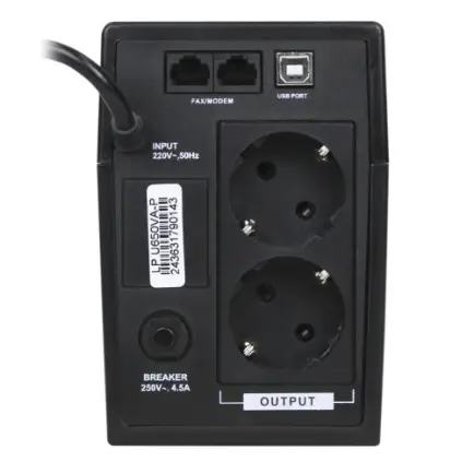 ИБП LogicPower U650VA-P, Lin.int., AVR, 2 x евро, USB, пластик