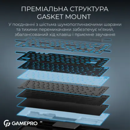 Клавіатура бездротова GamePro Asgard Yord Keychron Super Red Switch Black (MK266BK)