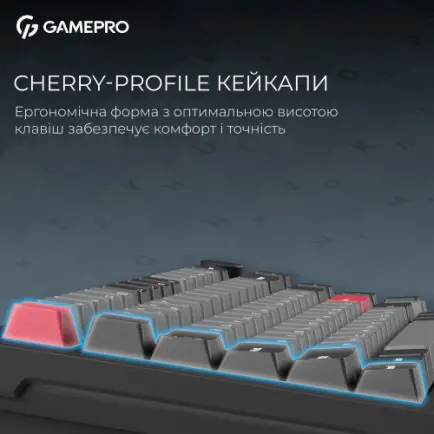 Клавіатура бездротова GamePro Asgard Yord Keychron Super Red Switch Black (MK266BK)