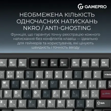 Клавіатура бездротова GamePro Asgard Yord Keychron Super Red Switch Black (MK266BK)