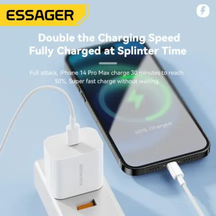 Мережевий зарядний пристрій Essager Vanjane 20W USB-C White (EFJB02-XBL02-T)