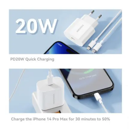 Мережевий зарядний пристрій Essager Vanjane 20W USB-C White (EFJB02-XBL02-T)