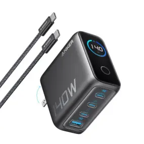 Сетевое зарядное устройство Anker Laptop GaN Charger Black, 140W 3xUSB-C 1xUSB-A Display (B2697GZ1)
