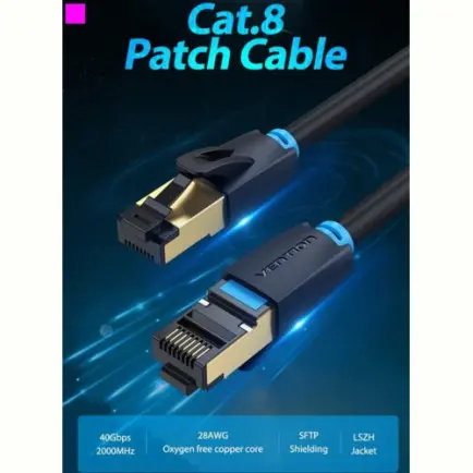 Патч-корд Vention CAT 8 SFTP Ethernet, 1.5 m, Black (IKABG)