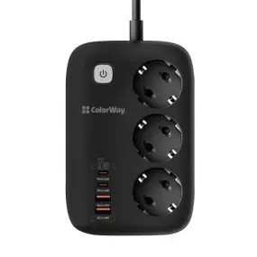 Фильтр питания ColorWay CW-CHE34PDB GaN3 Pro PD 65W (2USB-A + 2 TYPE-C)