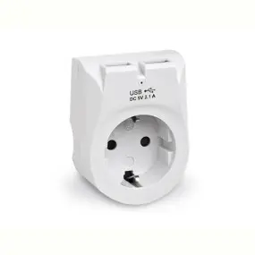 Сетевое зарядное устройство с розеткой REAL-EL CS-25 (2USB, 2.1A)
