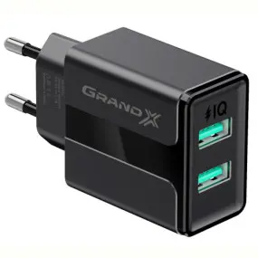 Мережевий зарядний пристрій Grand-X CH-15B (2xUSB 2.4A)