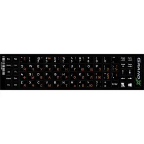 Наклейки на клавиатуру Grand-X 68 keys Cyrillic orange, Latin white (GXDPOW)