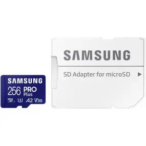 Карта памяти MicroSDXC 256GB UHS-I/U3 Class 10 Samsung Pro Plus + SD-адаптер (MB-MD256SA/EU)