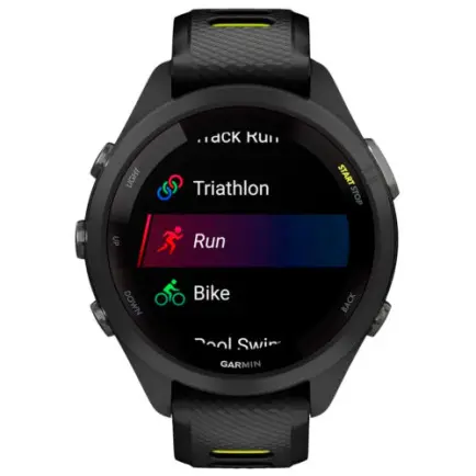 Смарт-часы Garmin Forerunner 265S Black Bezel and Case with Black/Amp Yellow Silicone Band (010-02810-53)