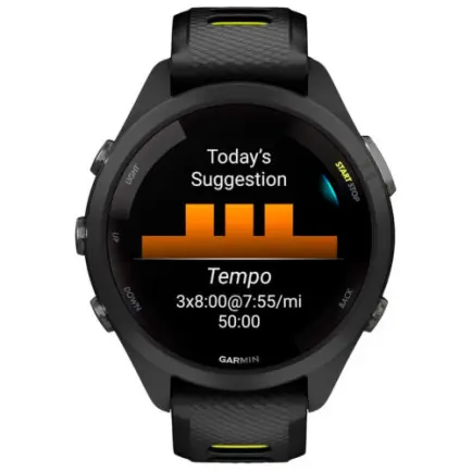 Смарт-часы Garmin Forerunner 265S Black Bezel and Case with Black/Amp Yellow Silicone Band (010-02810-53)