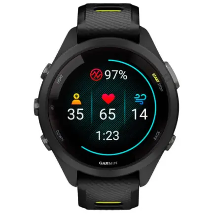 Смарт-часы Garmin Forerunner 265S Black Bezel and Case with Black/Amp Yellow Silicone Band (010-02810-53)