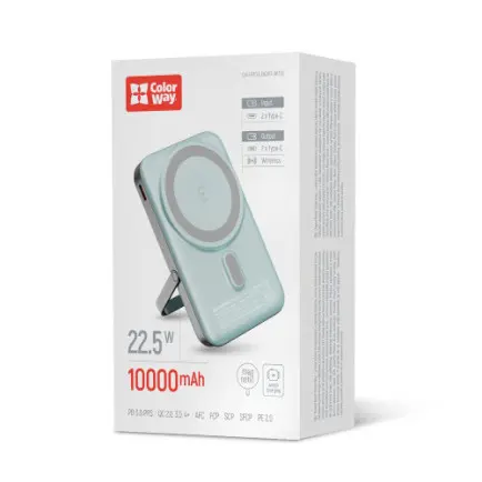 Универсальная мобильная батарея ColorWay 15W MagSafe & Watch Wireless 10000mAh Aquamarine (CW-PB100LPA2MT-WPDD)