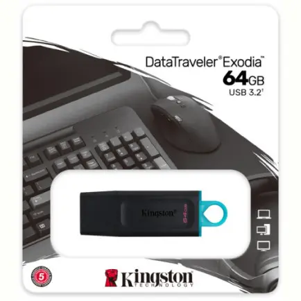 Флеш-накопитель USB3.2 64GB Kingston DataTraveler Exodia Black/Teal (DTX/64GB)