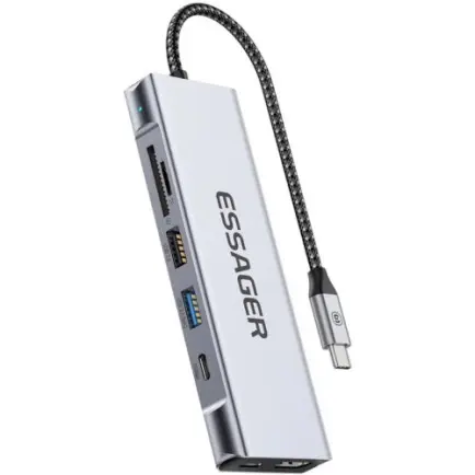 USB-хаб Essager 8 in 1 USB-C Hub with 10Gbps M.2 NVMe SSD Enclosure (EHB08-QK0G-Z)