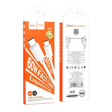 Кабель Hoco X88 Gratified 60W USB Type-C - USB Type-C (M/M)