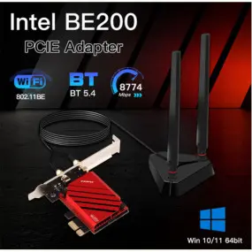 Беспроводной адаптер Fenvi FV-BE8800Pro Wi-Fi 7, Bluetooth 5.4 Gaming Tri Band 2.4G/5G/6GHz
