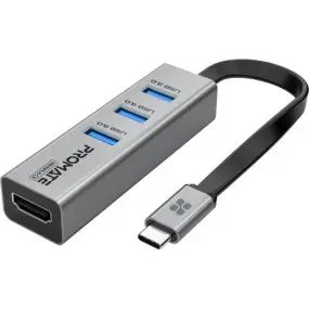 USB-хаб Promate MediaHub-C3 USB Type-C Grey