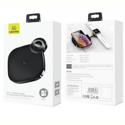 Беспроводное зарядное устройство Usams US-CD89 2in1 Wireless Charger 10W Black (CD89JN01)