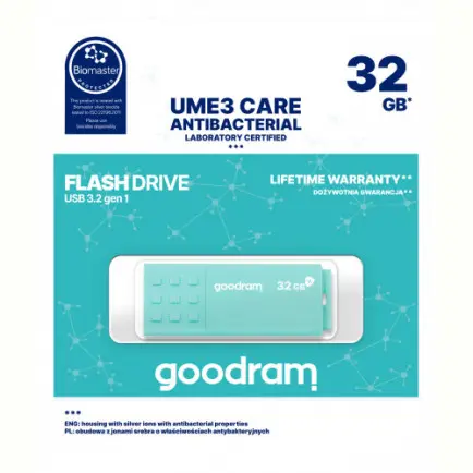 Флеш-накопитель USB3.2 32GB Goodram UME3 Care Green (UME3-0320CRR11)