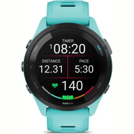 Смарт-часы Garmin Forerunner 265 Black Bezel with Aqua Case and Aqua/Black Silicone Band (010-02810-52)