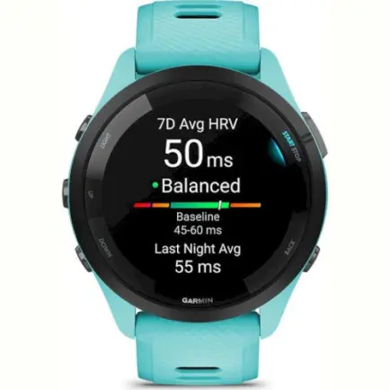 Смарт-часы Garmin Forerunner 265 Black Bezel with Aqua Case and Aqua/Black Silicone Band (010-02810-52)