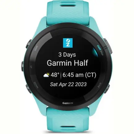 Смарт-часы Garmin Forerunner 265 Black Bezel with Aqua Case and Aqua/Black Silicone Band (010-02810-52)