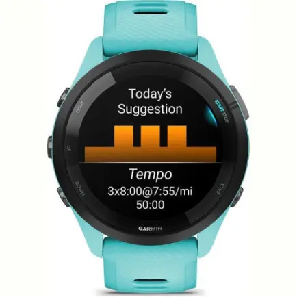 Смарт-часы Garmin Forerunner 265 Black Bezel with Aqua Case and Aqua/Black Silicone Band (010-02810-52)
