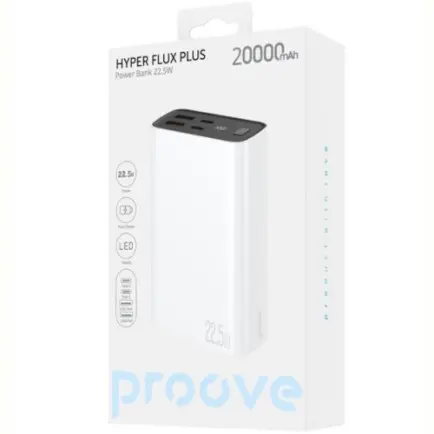 Универсальная мобильная батарея Proove Hyper Flux Plus 22.5W 20000mAh White (PBF222120002)