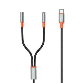 Кабель XO AUX 2х3.5 мм - USB Type-C (F/M)