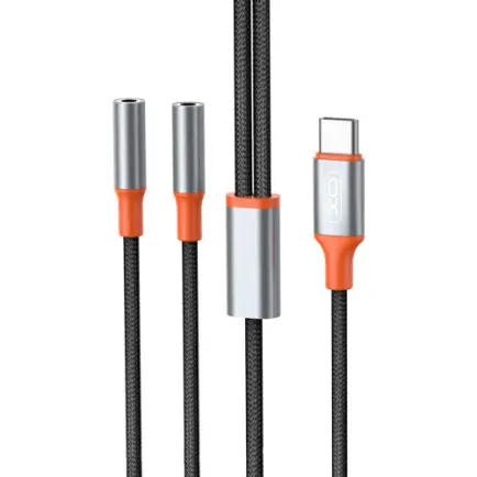 Кабель XO AUX 2х3.5 мм - USB Type-C (F/M)