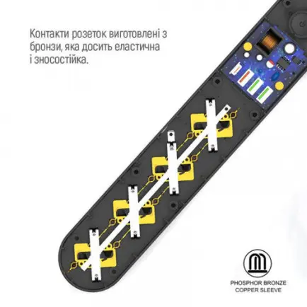 Фильтр питания ColorWay CW-CHE44PDB 4 розетки, 4USB (Type-C PD20W + 3USB QC3.0)