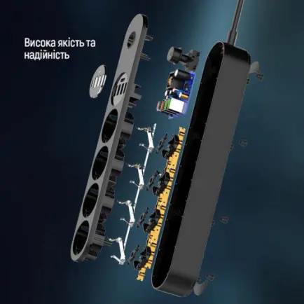 Фильтр питания ColorWay CW-CHE44PDB 4 розетки, 4USB (Type-C PD20W + 3USB QC3.0)
