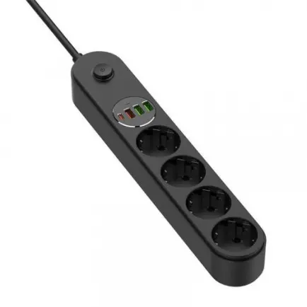 Фильтр питания ColorWay CW-CHE44PDB 4 розетки, 4USB (Type-C PD20W + 3USB QC3.0)