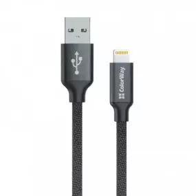 Кабель ColorWay USB-Lihgtning, 1м Black (CW-CBUL004-BK)