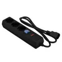 Фильтр питания 2E 3 розетки, 1 м, черный (2E-U03C14M1BK)