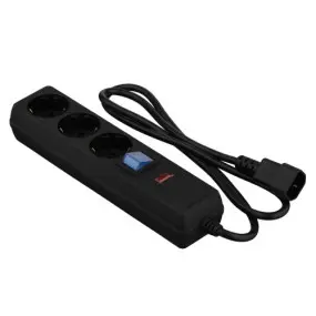 Фильтр питания 2E 3 розетки, 1 м, черный (2E-U03C14M1BK)