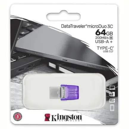 Флеш-накопичувач USB3.2 64GB Type-C Kingston DataTraveler microDuo 3C (DTDUO3CG3/64GB)