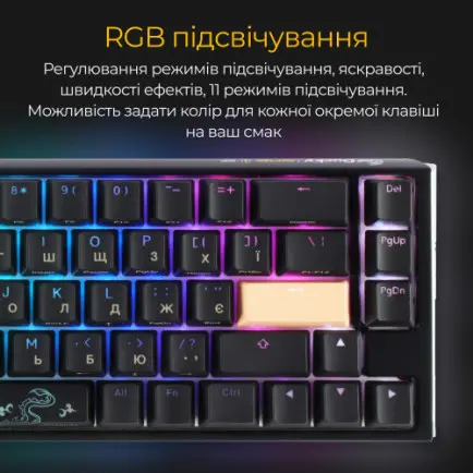 Клавиатура Ducky One 3 SF Cherry MX Red RGB UA USB Black (DKON2167ST-RUAPXCLAWSC1)